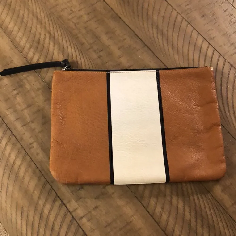 NWOT Armani Exchange leather clutch with Cotton interior credit card holder.